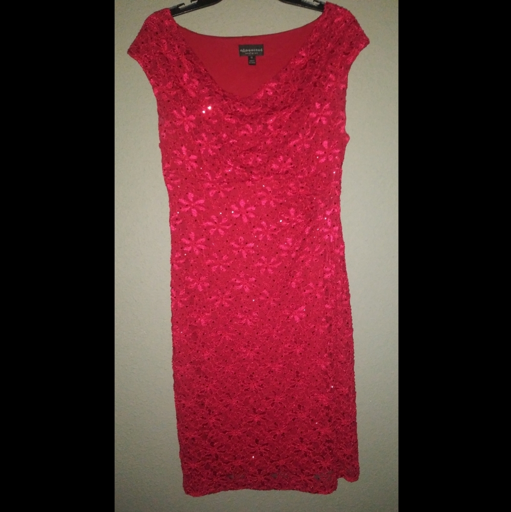 Connected Apparel Red Sequined Dress